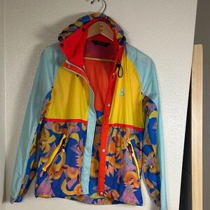 Poler Multicolor Hooded lightweight Jacket Womens size S 100% nylon
